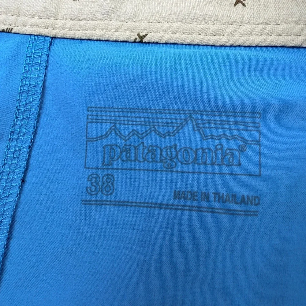 Patagonia Mens Blue Stretch Board Shorts Swim Trunks Size 38‎ 9 Inch Inseam
